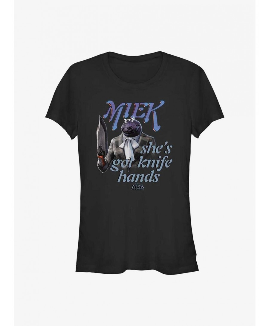 Clearance Marvel Thor: Love and Thunder Miek Knife Hands Girls T-Shirt $7.12 T-Shirts