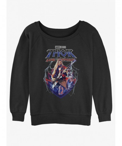 High Quality Marvel Thor: Love and Thunder Ragnarock On Girls Slouchy Sweatshirt $13.87 Sweatshirts