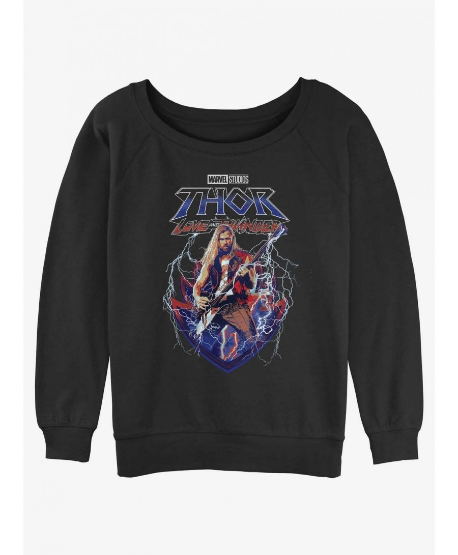 High Quality Marvel Thor: Love and Thunder Ragnarock On Girls Slouchy Sweatshirt $13.87 Sweatshirts