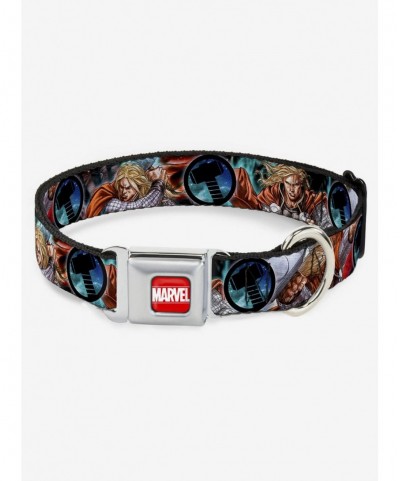 Wholesale Marvel Thor Astonishing 3 Poses Hammer Logo Seatbelt Buckle Dog Collar $9.71 Pet Collars