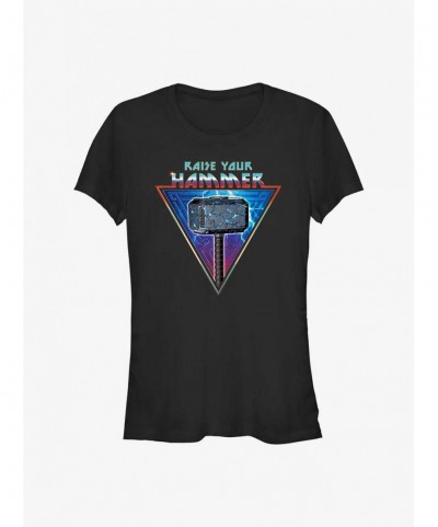 Limited-time Offer Marvel Thor: Love and Thunder Raise Your Mjolnir Girls T-Shirt $7.93 T-Shirts