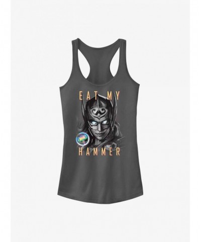 Huge Discount Marvel Thor: Love and Thunder Eat My Hammer Dr. Jane Foster Portrait Girls Tank $9.36 Tanks