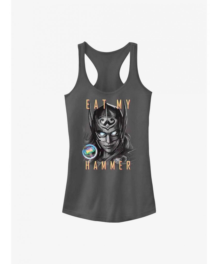 Huge Discount Marvel Thor: Love and Thunder Eat My Hammer Dr. Jane Foster Portrait Girls Tank $9.36 Tanks