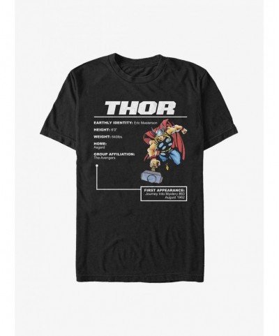 Low Price Marvel Thor Hero Stats T-Shirt $5.12 T-Shirts