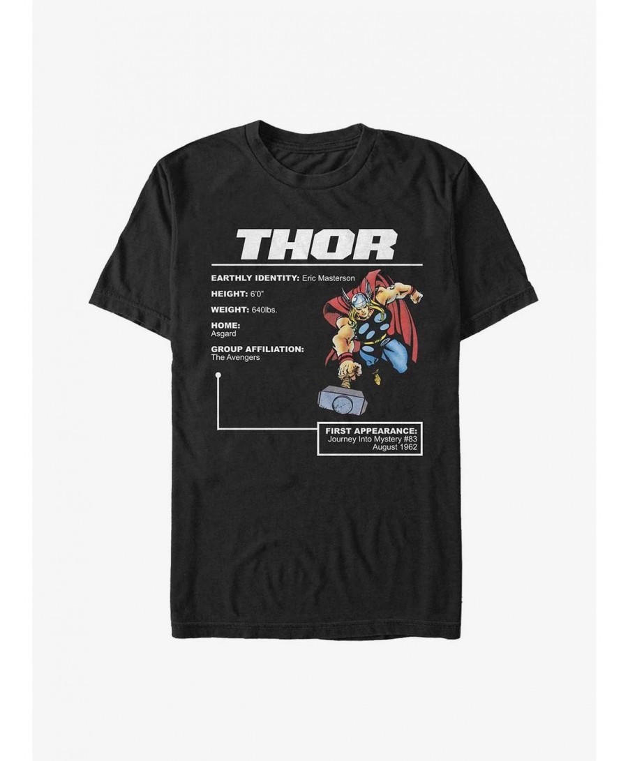 Low Price Marvel Thor Hero Stats T-Shirt $5.12 T-Shirts