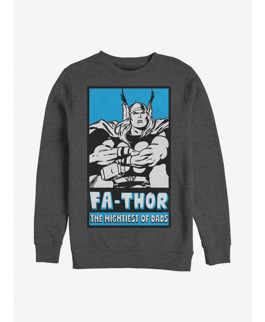 Festival Price Marvel Thor Fathor Poster Crew Sweatshirt $13.58 Sweatshirts