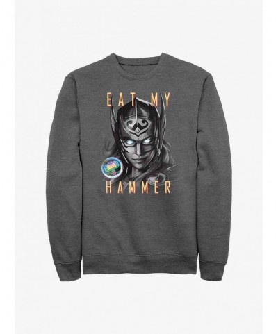 Value for Money Marvel Thor: Love and Thunder Eat My Hammer Dr. Jane Foster Portrait Sweatshirt $12.99 Sweatshirts