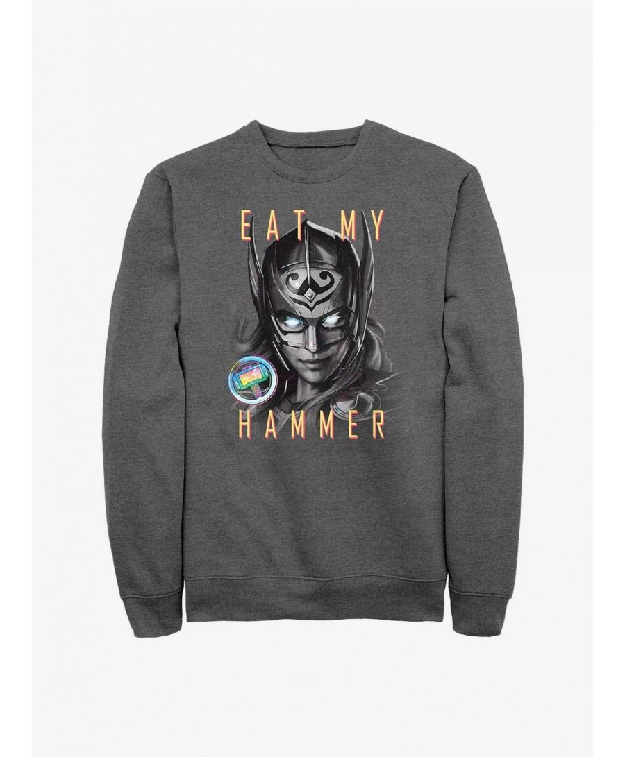 Value for Money Marvel Thor: Love and Thunder Eat My Hammer Dr. Jane Foster Portrait Sweatshirt $12.99 Sweatshirts