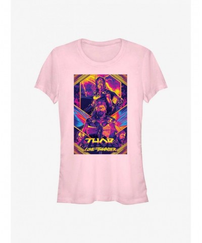 Pre-sale Marvel Thor: Love and Thunder Neon Poster Girls T-Shirt $4.85 T-Shirts