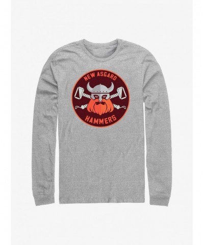 Exclusive Price Marvel Thor: Love And Thunder Hammers Badge Long Sleeve T-Shirt $10.53 T-Shirts