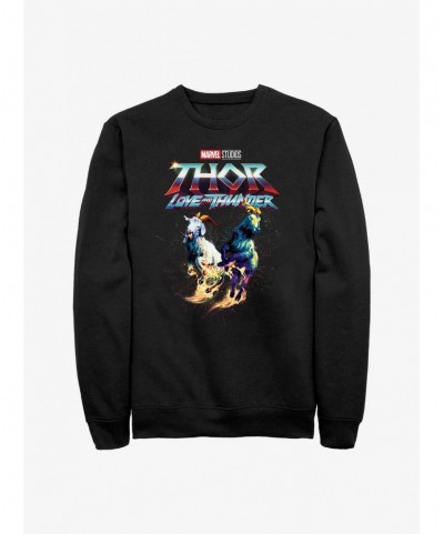 New Arrival Marvel Thor: Love And Thunder Rainbow Goats Sweatshirt $10.92 Sweatshirts